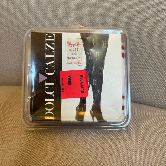 Dolci Calze NWT White and Red Bow Printed Women's Tights Size M APPX - Picture 3 of 4